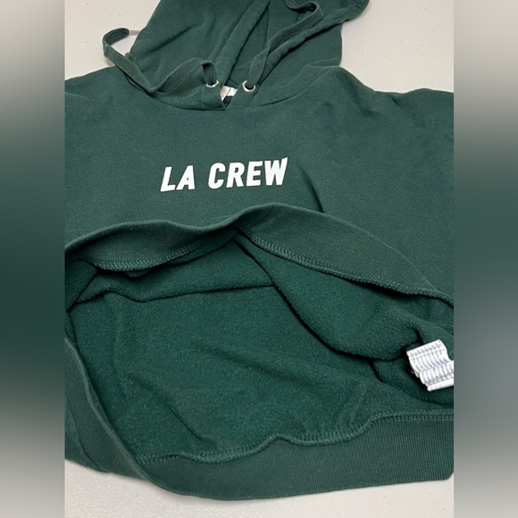 Forever 21 Hoodie Cropped Women’s Small Green Y2K LA CREW Pullover Sweatshirt - Picture 4 of 10